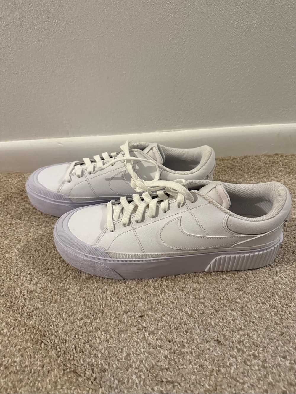 Nike White Low-Profile Platform Sneakers